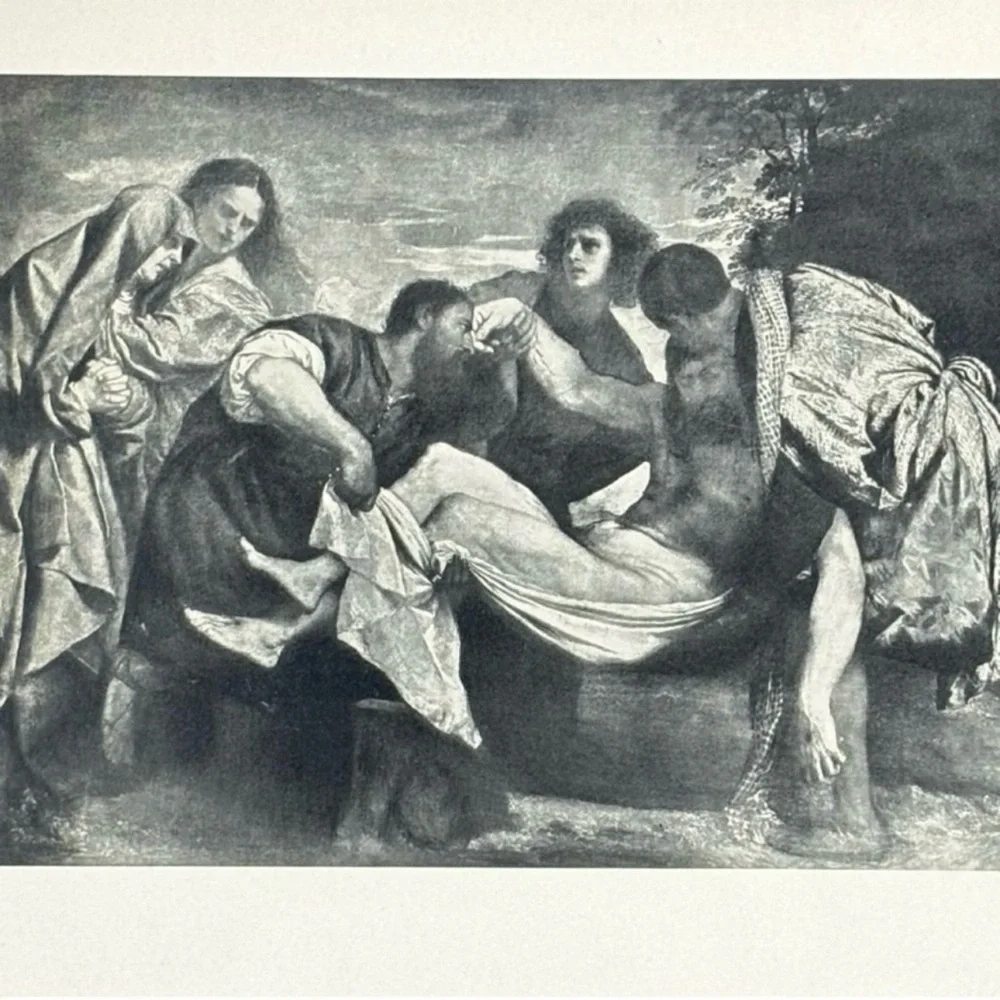TITIAN Italian Artist THE ENTOMBMENT Art Print Original 1900 Vintage Boston, MA - Picture 5 of 9